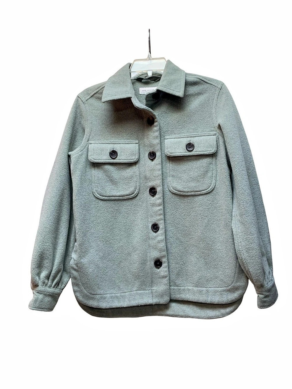 Free Assembly Wool Blend Shirt Jacket Green XS